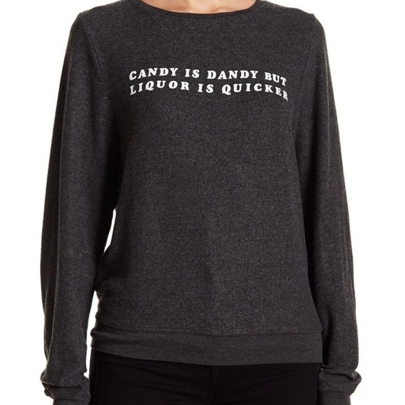 Wildfox Baggy Beach Jumper Candy and Liquor Black Sweatshirt NWT! Size Small HTF - Picture 1 of 4
